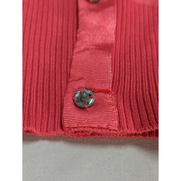 INC Petite Womens M Silk Blend Cardigan Sweater Coral Rhinestone Buttons - Picture 10 of 15